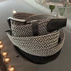 Ghost Golf Braided Woven Scottie Belt Men's 42 Black White Waist ~ 52" Long